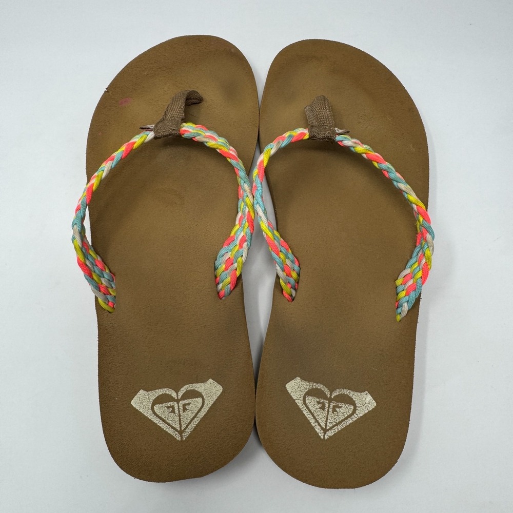 Roxy Braided Flip Flop Tan Light Brown Sandals Women's Size 10